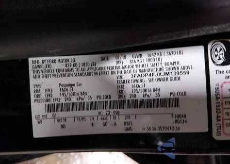 2018 Ford Fiesta Titanium z USA, uszkodzony, nr VIN 3FADP4FJXJM139559